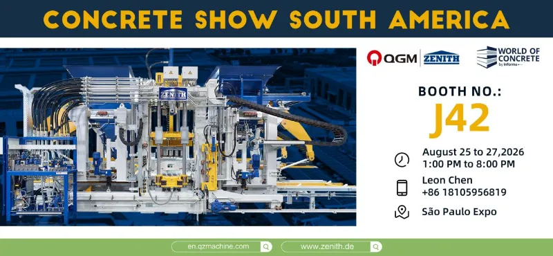 Quangong Machinery е готов да представи на Concrete Show в Сао Пауло, Бразилия—присъединете се към нас за това голямо южноамериканско индустриално събитие.